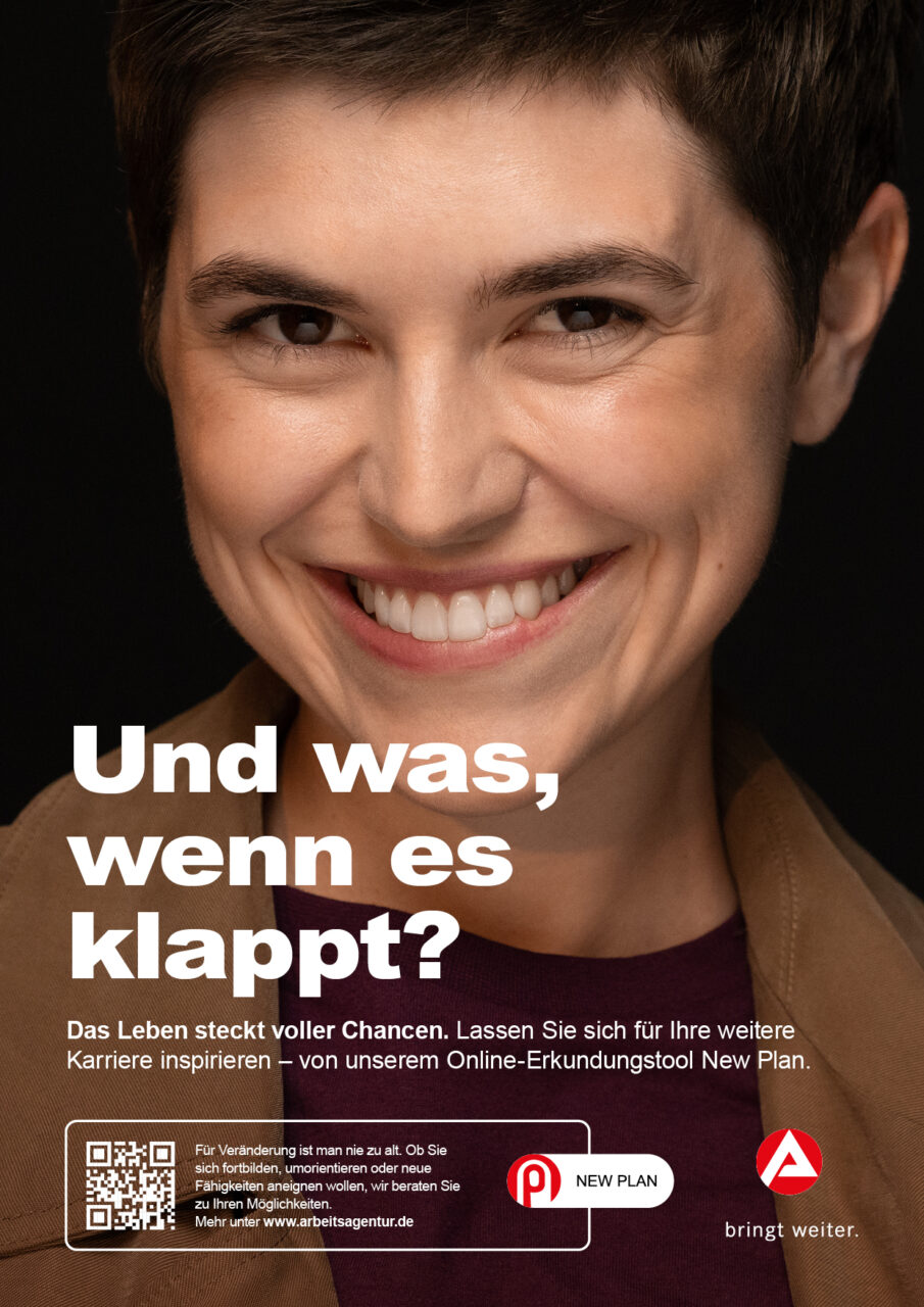 Campaign for Bundesagentur für Arbeit, photographed by Ramon Haindl with styling by Alexandra Heckel, featuring professional and approachable looks designed to convey a modern and inclusive representation of the workforce.