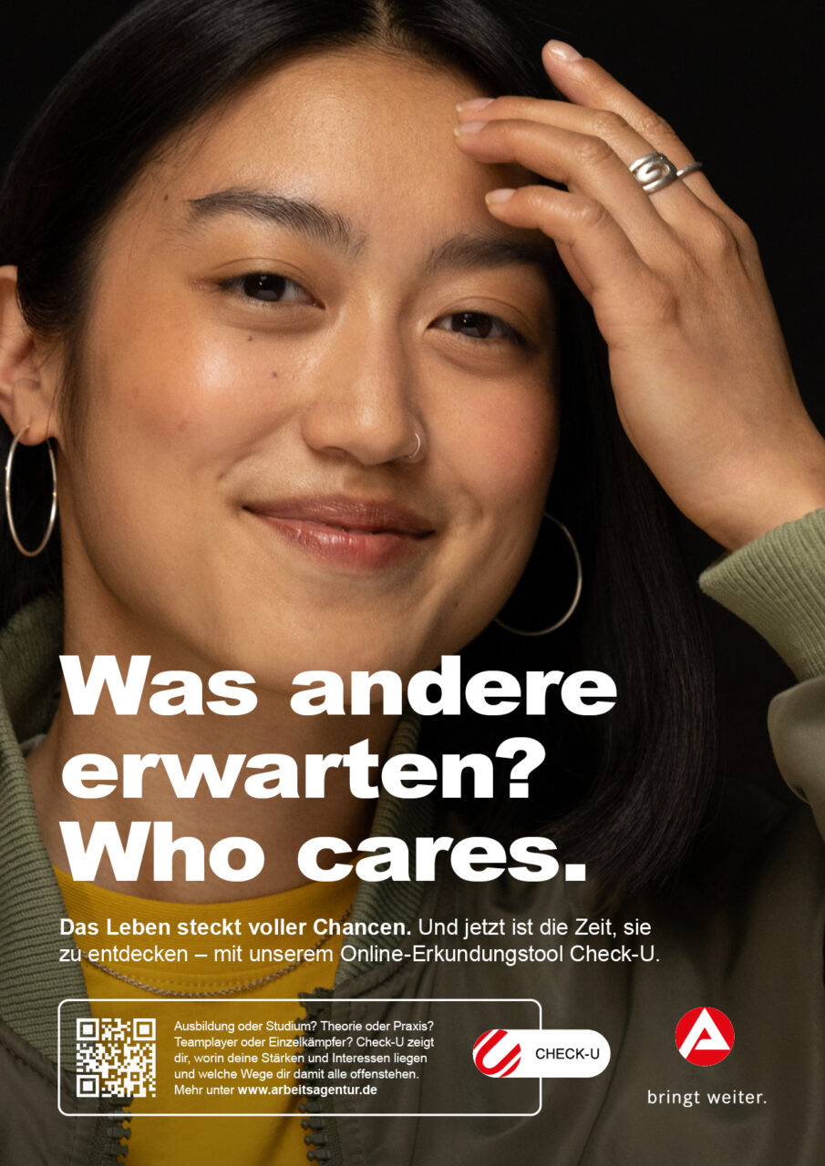 Campaign for Bundesagentur für Arbeit, photographed by Ramon Haindl with styling by Alexandra Heckel, featuring professional and approachable looks designed to convey a modern and inclusive representation of the workforce.