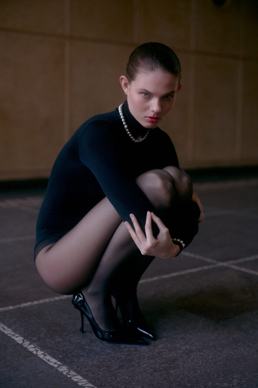 Julia Merkelbach photographed by Max Stürmer with styling by Alexandra Heckel. A contemporary portrait showcasing modern fashion and artistic expression.