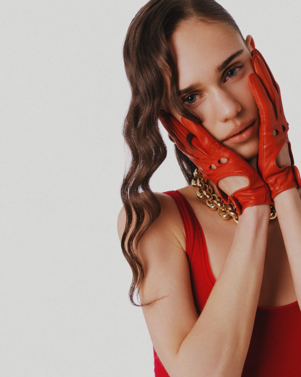 High-fashion editorial spread for Sleek Magazine, shot by photographer Yonoo Kim and styled by Alexandra Heckel, featuring contemporary high-end styling.